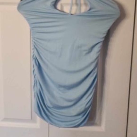 SHEIN Sky Blue Keyhole Cutout Bust with Ruffled Waist-Hip Area and Halter Back - Picture 4 of 5